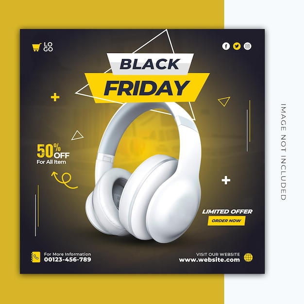 Nuovo modello di banner per social media del Black Friday in super vendita
