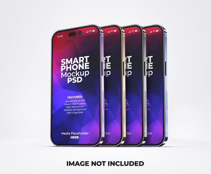 Nuovo modello di mockup dello schermo per smartphone 3D per iPhone 14 pro con sfondo modificabile