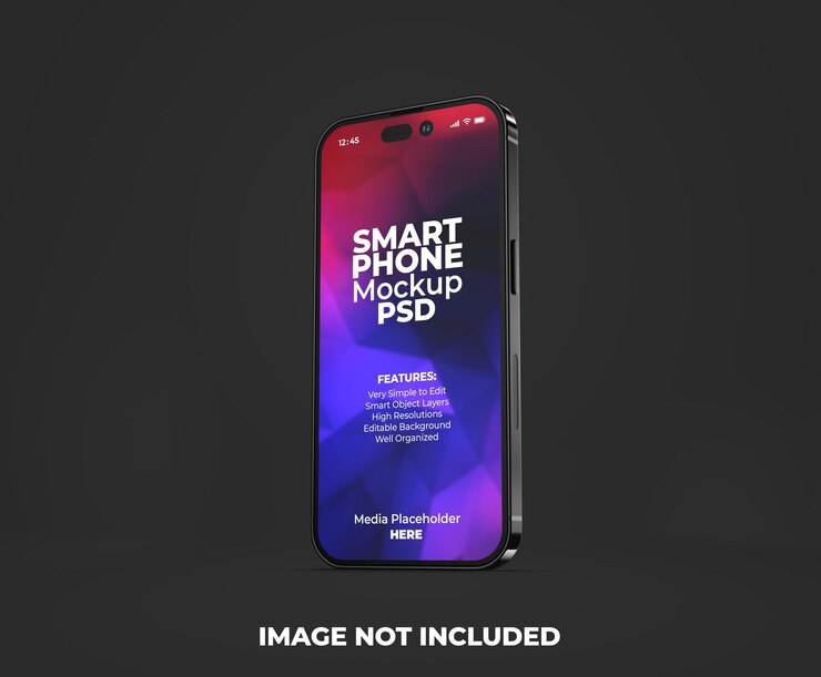 Nuovo modello di mockup dello schermo per smartphone 3D per iPhone 14 pro con sfondo modificabile