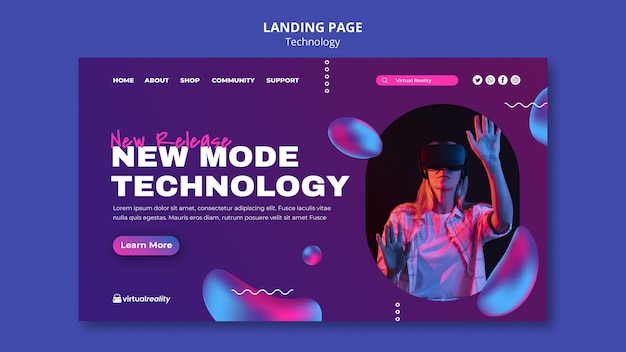 Nuovo modello di pagina di destinazione tecnologica