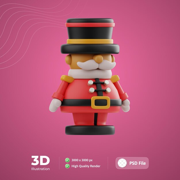 PSD nutcracker 3d ilustração para infográfico de aplicativo da web etc.