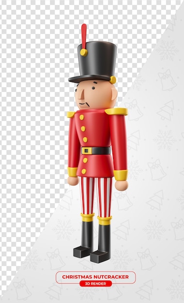 nutcracker in 3d render cartoon with transparent background