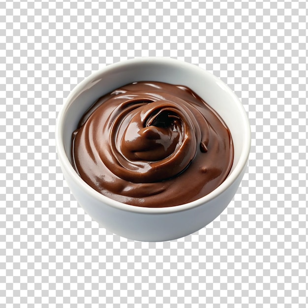 PSD nutella en un cuenco blanco aislado sobre un fondo transparente