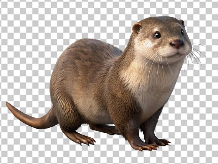 PSD una nutria de cuerpo completo en un fondo transparente