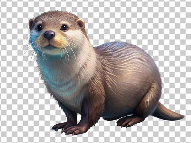 PSD una nutria de cuerpo completo en un fondo transparente