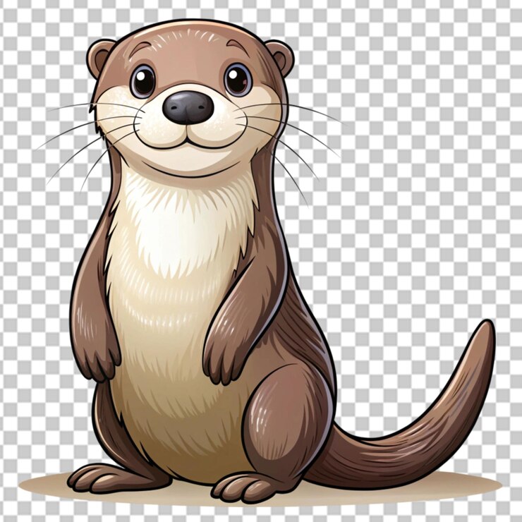 PSD una nutria marrón sentada en un fondo transparente
