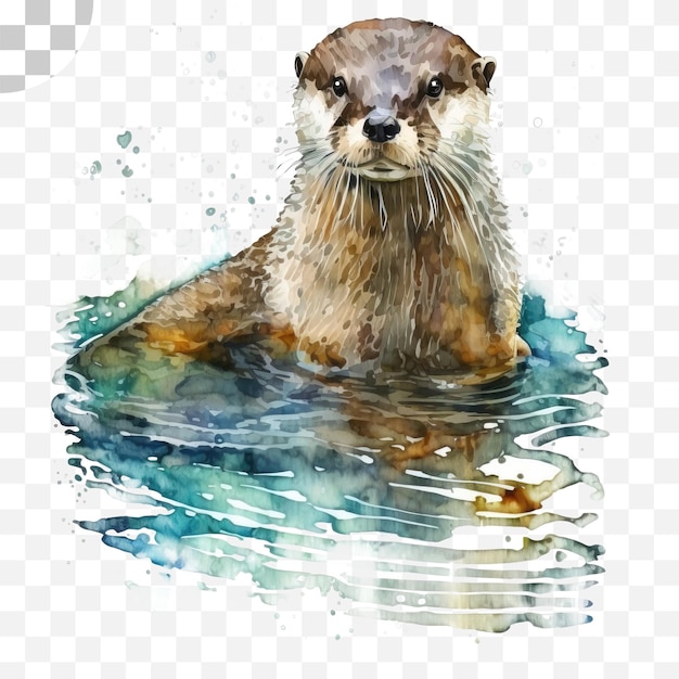 Nutria pintura a la acuarela ilustración - nutria en el agua png descargar