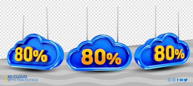 NUVEM 3D COM PORCENTAGEM COLORIDA PARA O DIA DA CRIANÇA