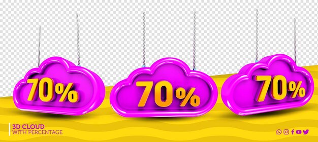 NUVEM 3D COM PORCENTAGEM COLORIDA PARA O DIA DA CRIANÇA
