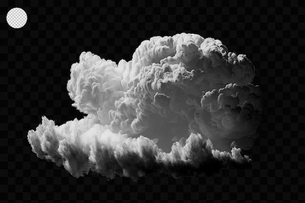 Nuvem branca isolada em fundo preto, fumaça texturizada