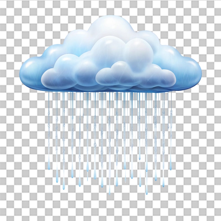 PSD nuvem com chuva isolada em fundo transparente