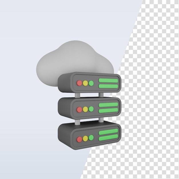 PSD nuvem de ícones 3d e banco de dados do servidor