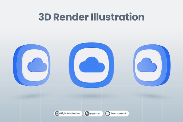 Nuvem de ilustração de ícone 3d isolada