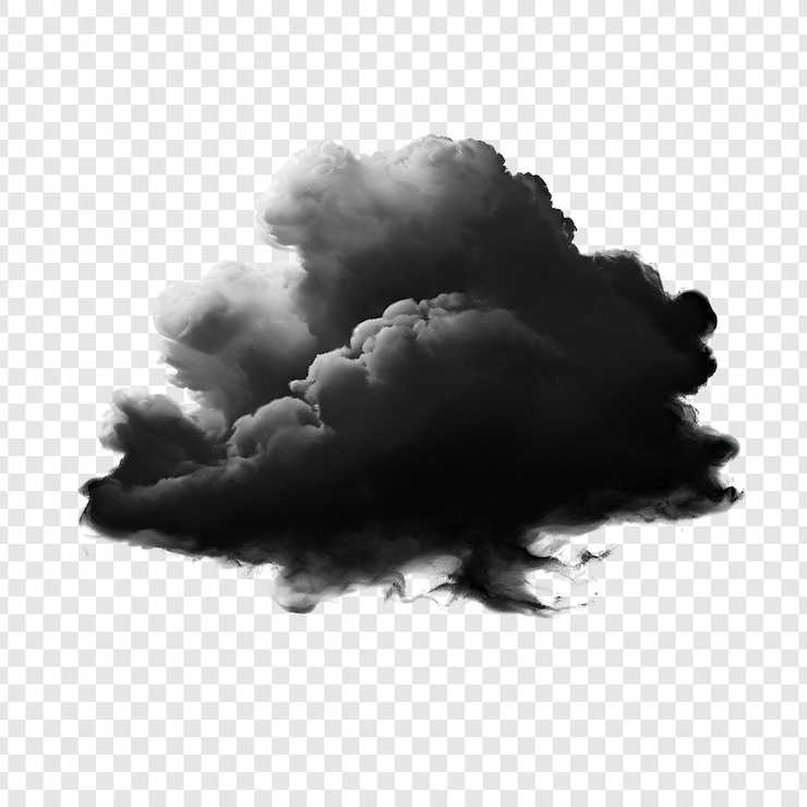 PSD nuvem de tempestade escura isolada em transparente
