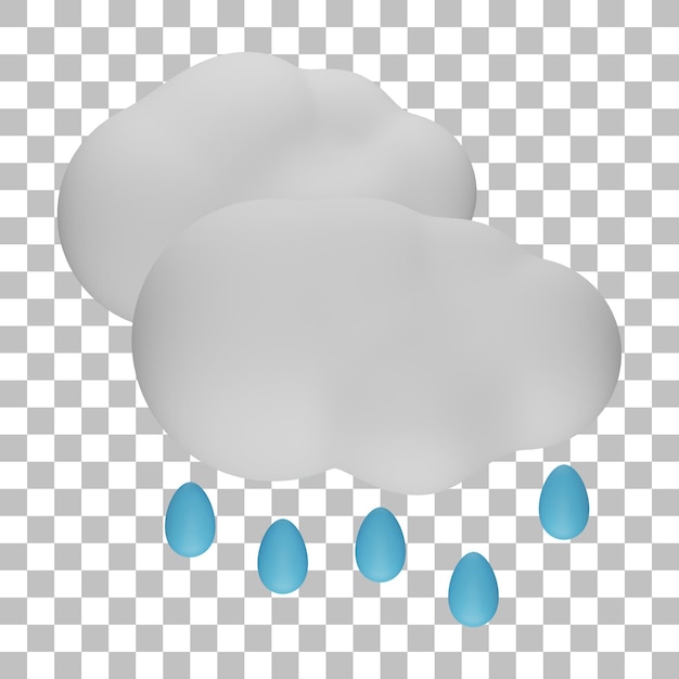 PSD nuvem e chuva ilustração 3d