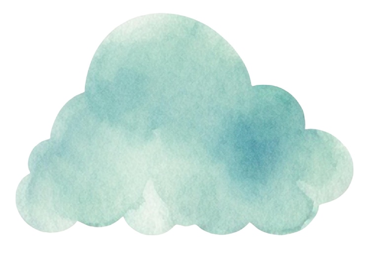 PSD nuvem pintada a aquarela elemento de design desenhado à mão isolado em fundo transparente