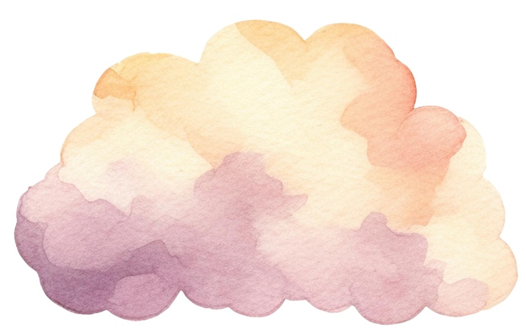 PSD nuvem pintada a aquarela elemento de design desenhado à mão isolado em fundo transparente