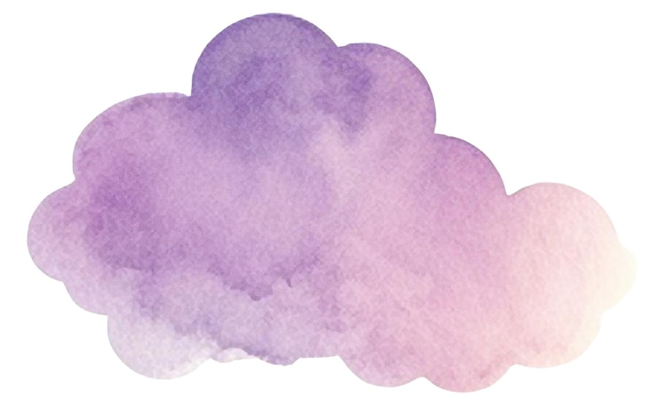 PSD nuvem pintada a aquarela elemento de design desenhado à mão isolado em fundo transparente