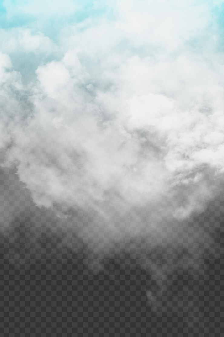 PSD nuvens brancas fofinhas em um céu azul isoladas em um fundo transparente