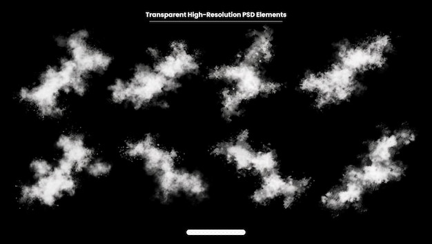 PSD nuvens brancas isoladas em fundo transparente para o conceito de tempo e céu em renderização 3d