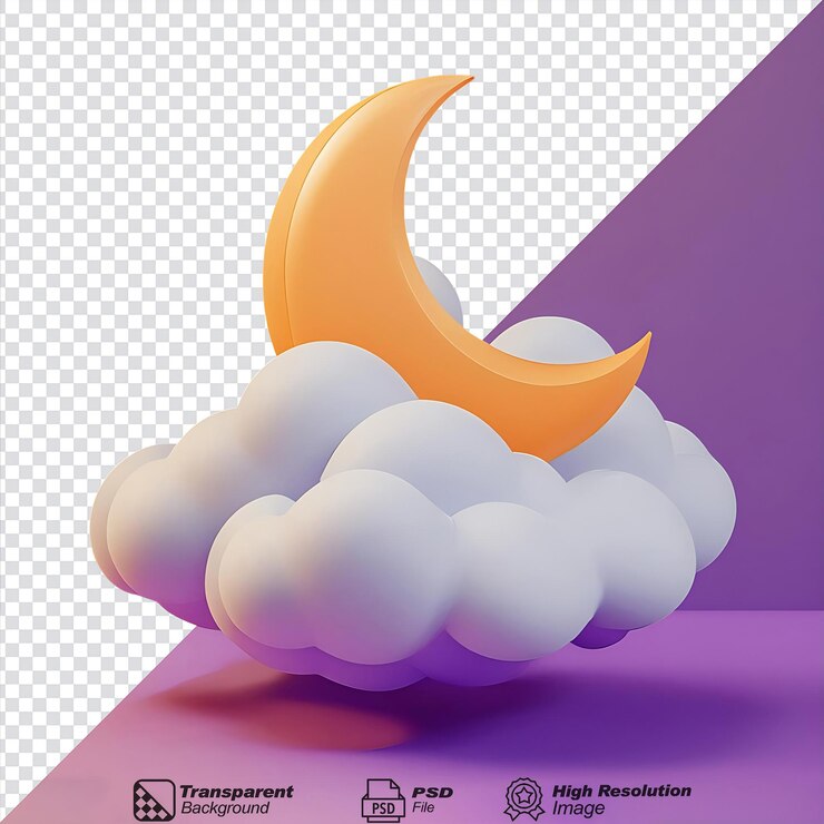 Nuvens com ícone da Lua isolado em fundo transparente