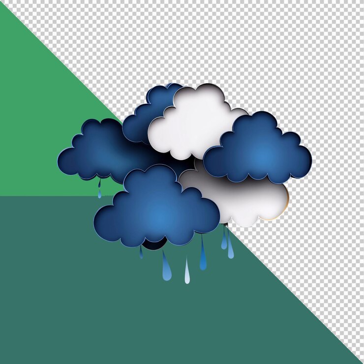 PSD nuvens de dia chuvoso abstracto ilustração de nuvens azuis e brancas com gotas de chuva