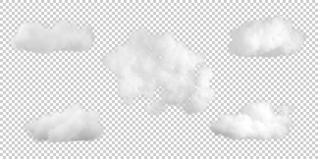 Nuvens fofas cumulus abstratas moldam fundo transparente renderização em 3d