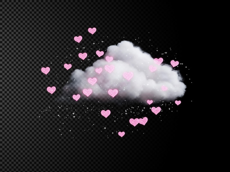 PSD nuvola di cuori rosa