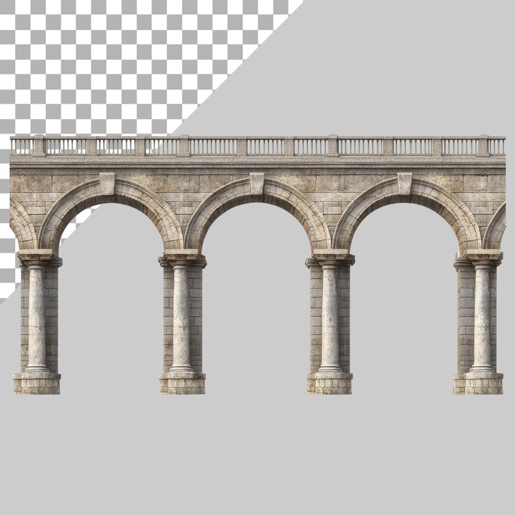 PSD o aqueduto de segonzac, uma das mais famosas façanhas de engenharia romana na índia, é retratado em um fundo transparente.