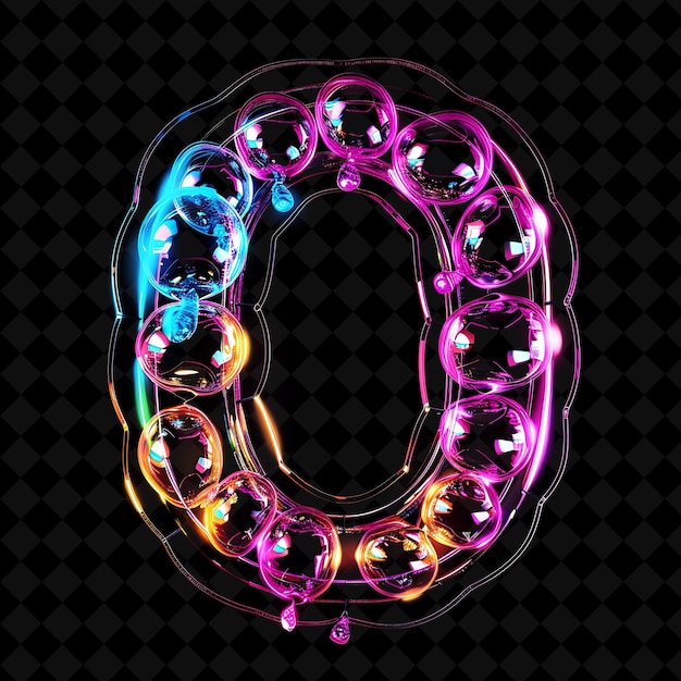 PSD o brief umgeben von neon-fluoreszierenden ballons mit sprudelnden neonfarben y2k shape art collection