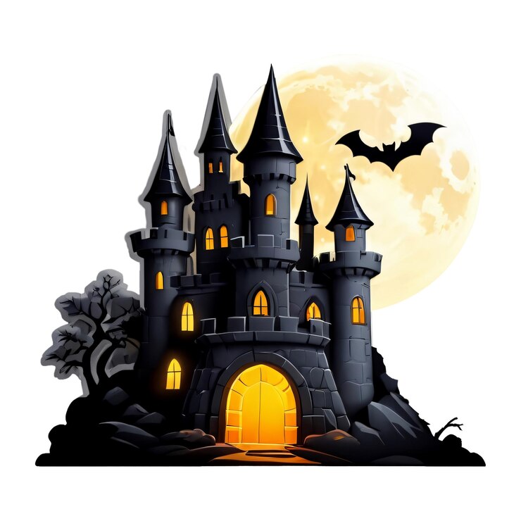 PSD o castelo aterrorizante de halloween