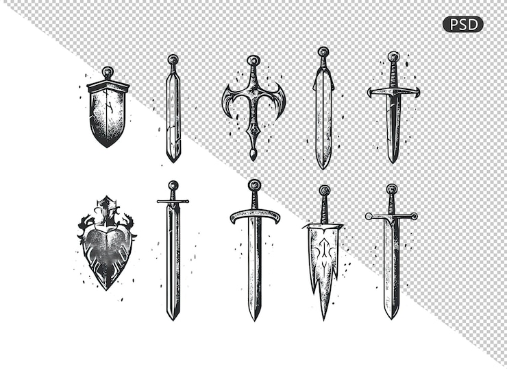 PSD o cavaleiro medieval é a espada longa.