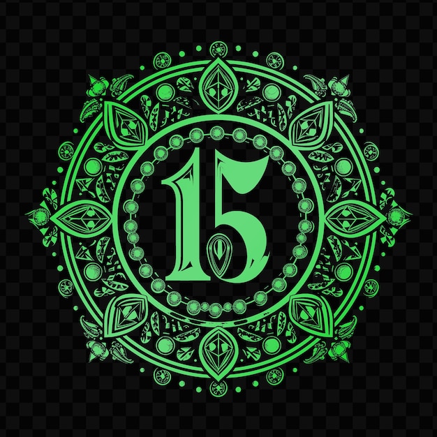 PSD o círculo verde com o número 15 em fundo preto