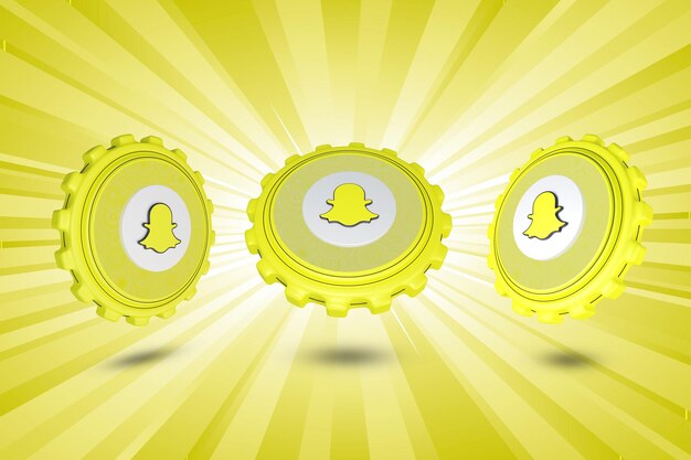 PSD o conjunto lustroso do logotipo do snapchat isolou o design 3d;