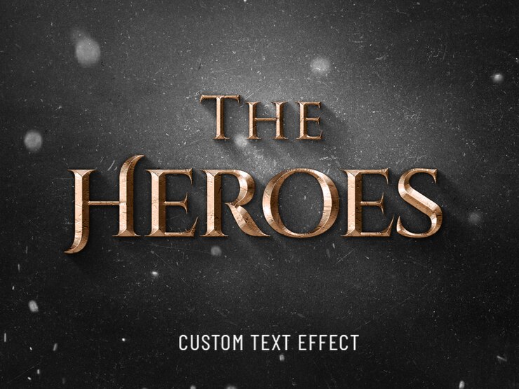 PSD o efeito de texto 3d cinematográfico dos heróis