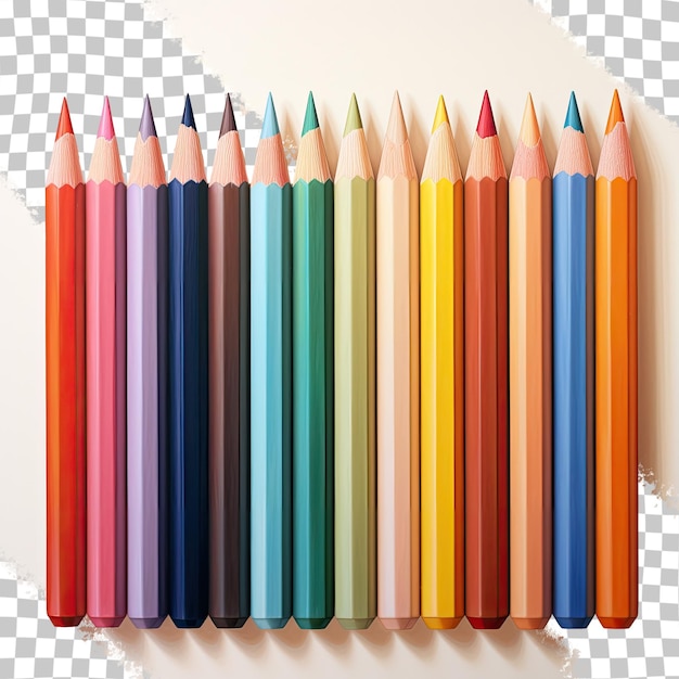 PSD o fundo transparente realça os lápis coloridos