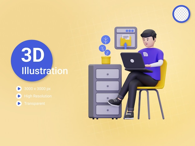 o homem 3d está carregando uma ilustração de arquivo de texto