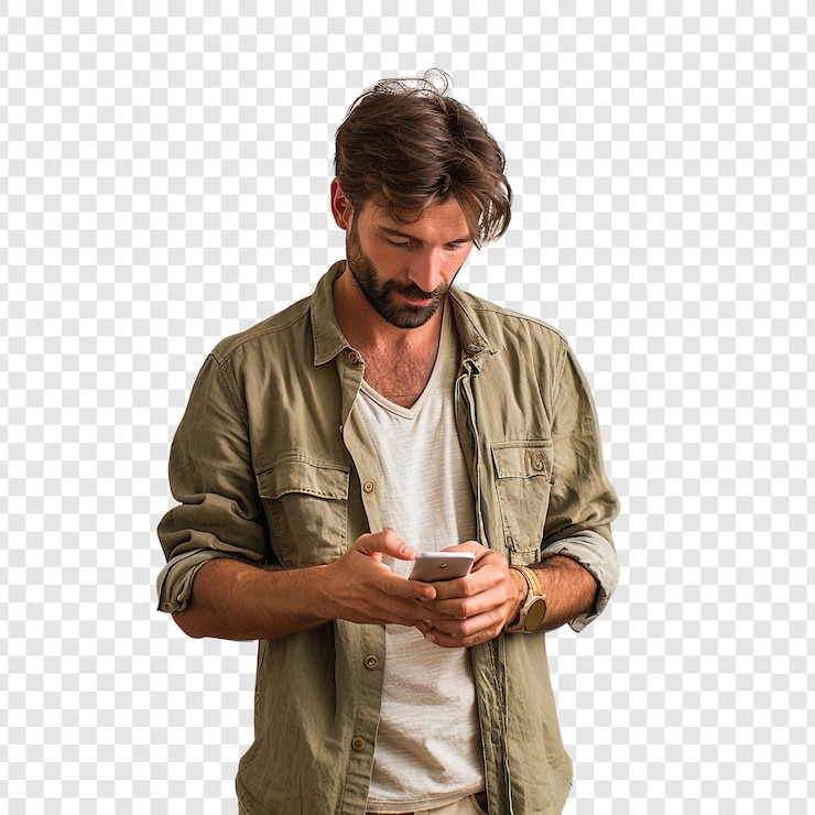 PSD o homem a usar o smartphone.