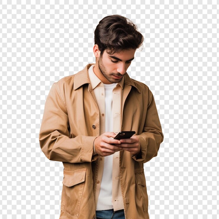 PSD o homem a usar o smartphone.