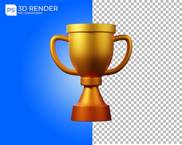 O ícone 3d do troféu de ouro realista renderiza com fundo isolado