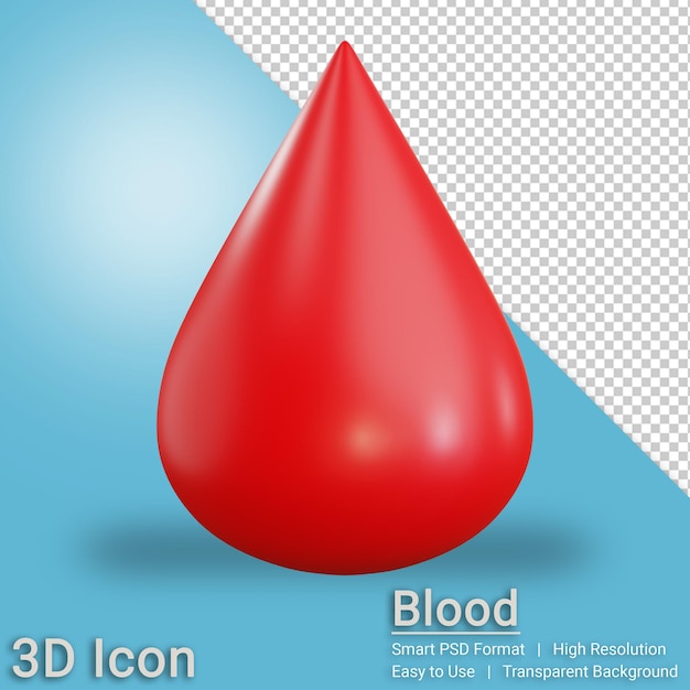 o ícone 3D rende o sangue com fundo transparente