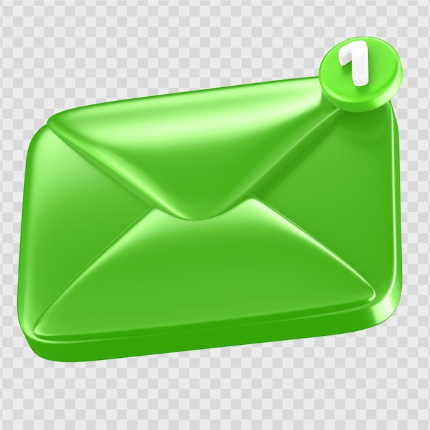 O ícone de e-mail 3d renderiza a ilustração transparente