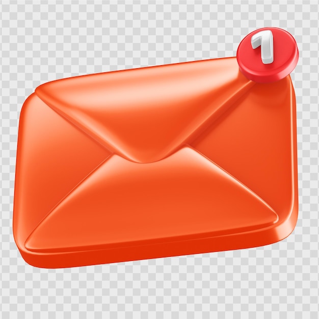 O ícone de e-mail 3d renderiza a ilustração transparente