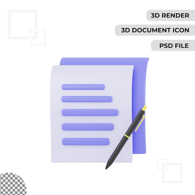 PSD o ícone editado do documento 3d renderiza o fundo transparente isolado