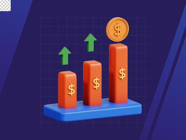 PSD o investimento e a economia do pacote de ícones 3d aumentam o lucro