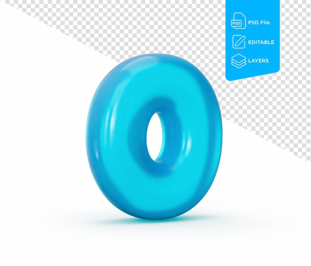 o Letra hecha de gelatina azul de agua líquida 3d alfabeto letra pequeña ilustración 3d