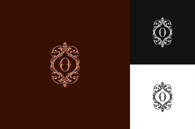 O Logotipo con vibraciones ornamentadas Marca de letra Diseño de estilo de logotipo Ilustración Diseño vectorial de logotipo