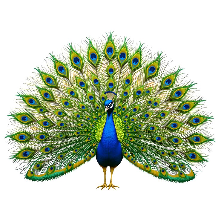 PSD o majestoso pavão exibe penas coloridas
