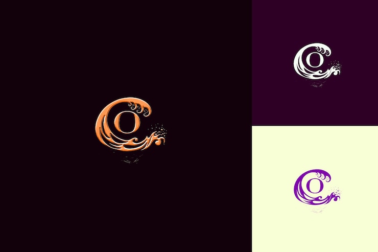 PSD o mit buchstabenzeichen logo-design-stil mit o-form int natur abstrakte vektorkollektionen