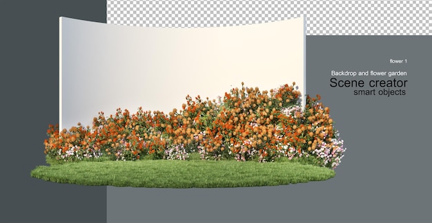 PSD o pano de fundo é decorado com jardins de flores